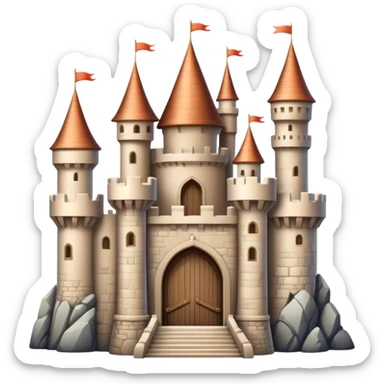 Beige fairytale castle with turrets and a drawbridge sticker