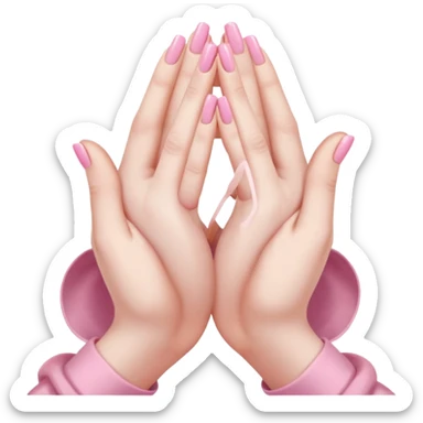 Make hands in a praying motion.
with very girly pink tones. sticker