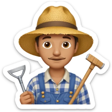 Farmer man – Straw hat, hoe on shoulder
 sticker