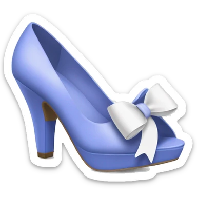 Periwinkle chunky high heel with a white bow sticker