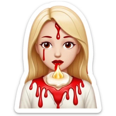Woman dripping hot wax onto her own skin, controlled pain, ceremonial atmosphere sticker