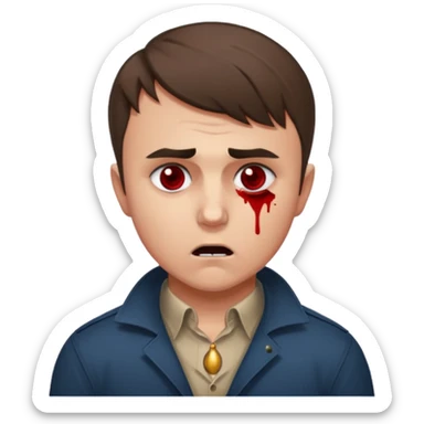 Charlie kirk with bullet hole on neck and scared expression  sticker