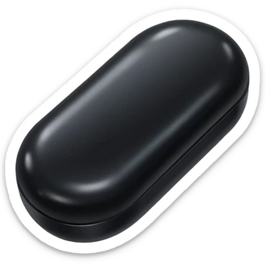 An oval shaped black pill sticker