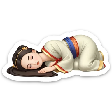 Beautiful girl in Hanfu lying on the ground sleeping sticker
