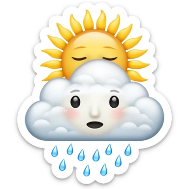 a sun with a large cloud blocking it with rain with no face sticker