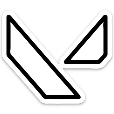 Minimalist Valorant logo with a stylized V, black outlined icon style, angular and geometric, no fill, clean and modern look sticker