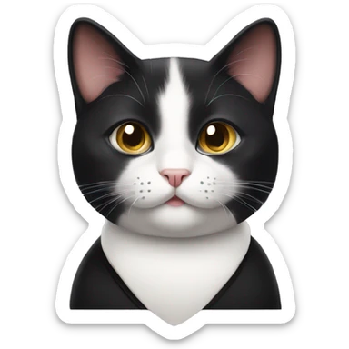 Tuxedo cat wearing cute nat sticker