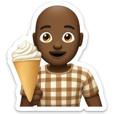 Persona de color marrón comiendo helado sticker