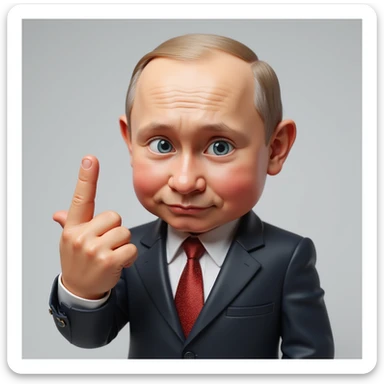 super realistic photorealistic emoji of Vladimir Putin giving the middle finger, explicit gesture, detailed facial expression, no text sticker