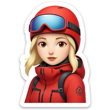 Female snowboarder in red sticker