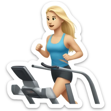 white girl with blonde hair on treadmill sticker