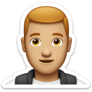 man with buzz cut dark ginger hair in whithe shir sticker