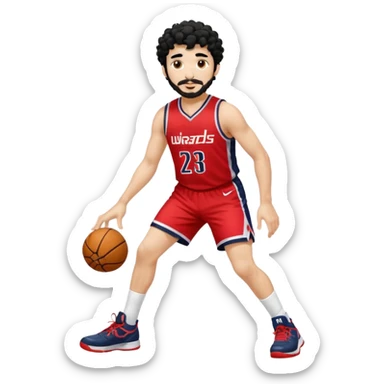 Curly hair short facial hair Washington Wizards Jersey white socks cover up the ankle legs and knees a right arm sleeve on your right arm sticker