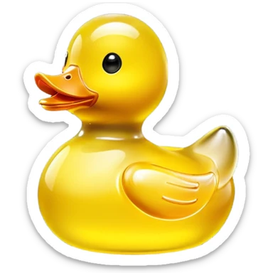 glowing glass rubber duck,  minimalistic yellow transparent glass 3d neon glowing sticker