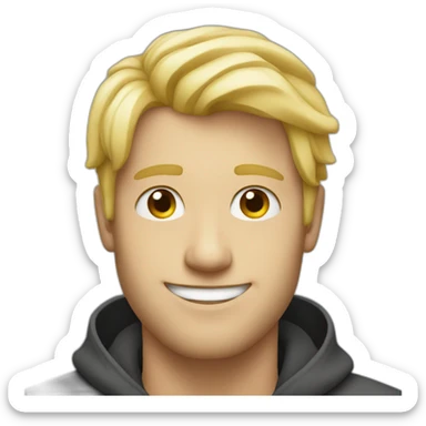 blonde guy with a cringe smile sticker