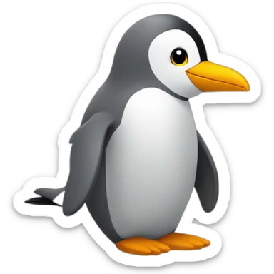 grey pinguin plush sticker