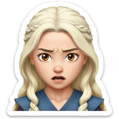 Daenerys Targaryen ANgry from Games of throne character face only younger sticker
