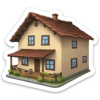 Casa tipo Pixar con un letrero que diga CNH sticker