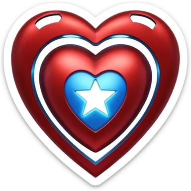 A red Iron Man suit heart with a glowing blue star in the center sticker