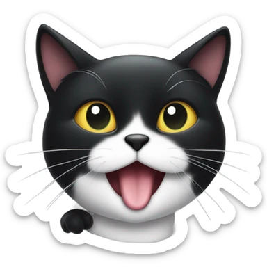 Black cat sticking his tounge out looking like he wants it with mischievous eyes sticker