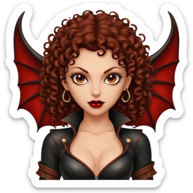 Lilith symbol seductress evil brown curly haired sexy succubus woman with leather on sticker