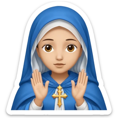 Nossa senhora das graças com aura manto azul e vel branco, com mãos postas sticker