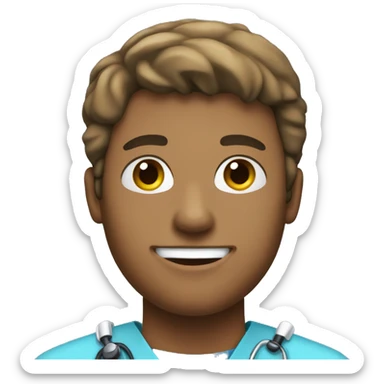 Make a male adolescent nurse emoji with blue scrubs on  sticker