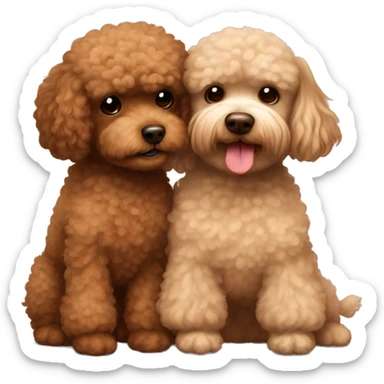 Brown tiny poodle and light brown shitzu hugging sticker