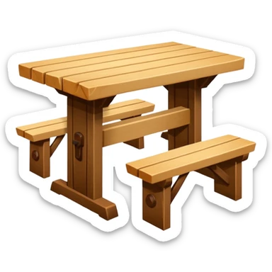 mesa alta color madera natural con bancas altas de color madera natural sticker