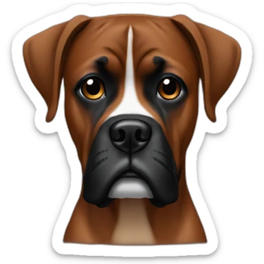 Brown amd black boxer dog face sticker