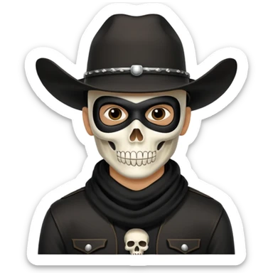 🤠+💀, colocar uma máscara preta no pescoço  sticker