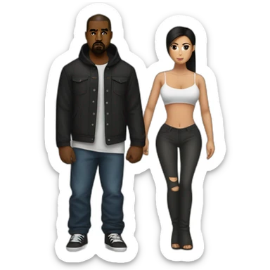 Kanye West and Kim with extra butt fighting sticker