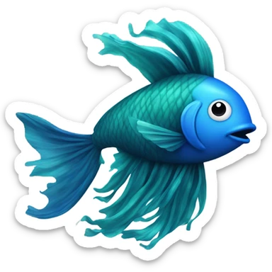 Blue fish with hair on it sticker