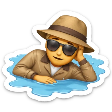 apple style emoji of a man lying face down in a puddle sticker