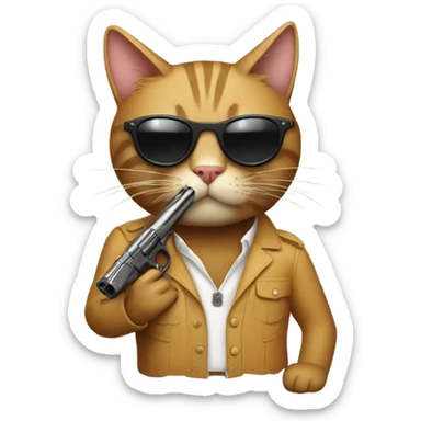 Cat with cigar and sunglasses with gun  sticker