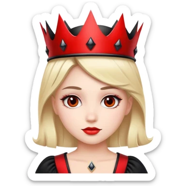 A beautiful girl wearing a black and red outfit with a black crown  sticker