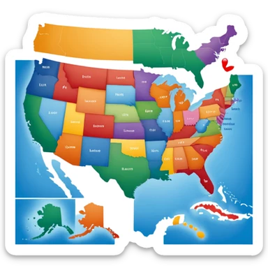a map of the United States sticker