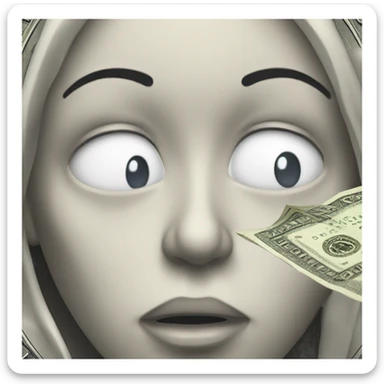 Crying face wiping tears with money sticker