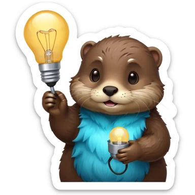 otter holding one lightbulb sticker