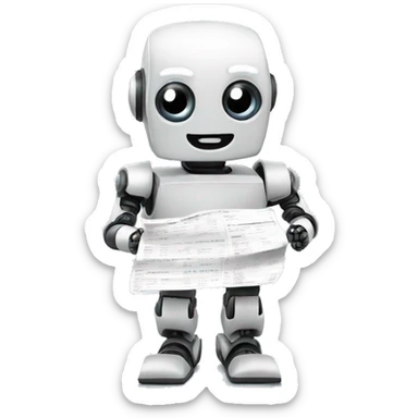 Cute FinTech Robot calculating bills sticker