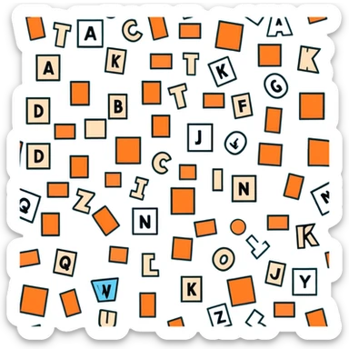 scattered pastel blue wooden alphabet blocks with letters sticker