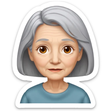 Old lady with grey hair that cuts off at shoulders  sticker