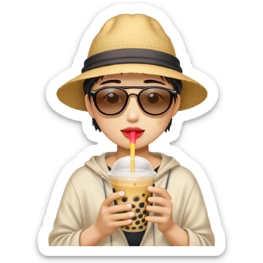 sand and crying cup of boba tea sticker