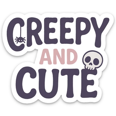 Creepy and cute text sticker