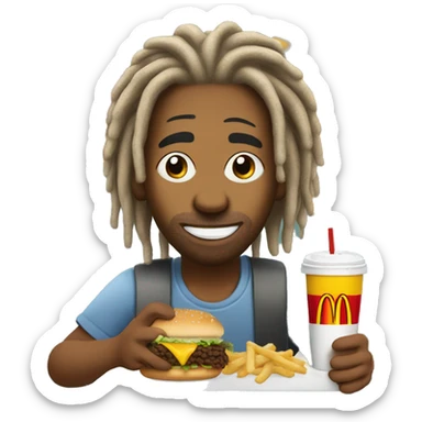 Man with dreadlocks eating McDonald’s sticker