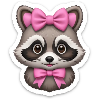mapache con moño rosa sticker
