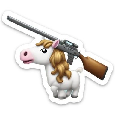 unicorn with a shotgun rim as a horn sticker