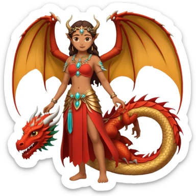 fullbody ancient woman with dragon wings, inspired by the reference image sticker