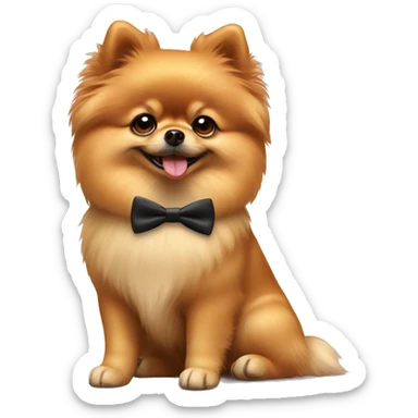 Pomeranian with bowtie sticker