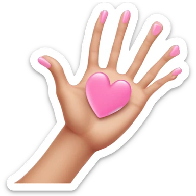 Hands pointing towards you with light pink nails and a pink heart is what the hands are pointing to sticker